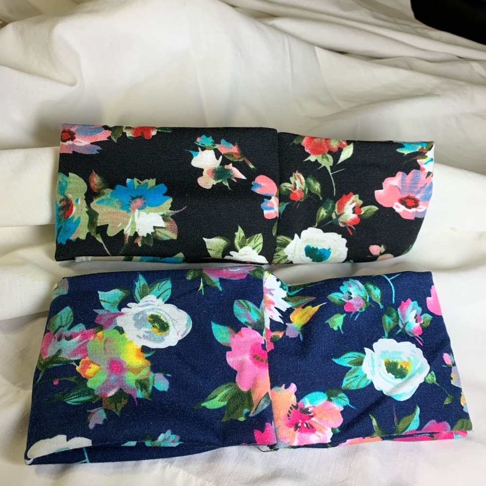 NWOT- Blue & Black Floral Hair Bands (2)